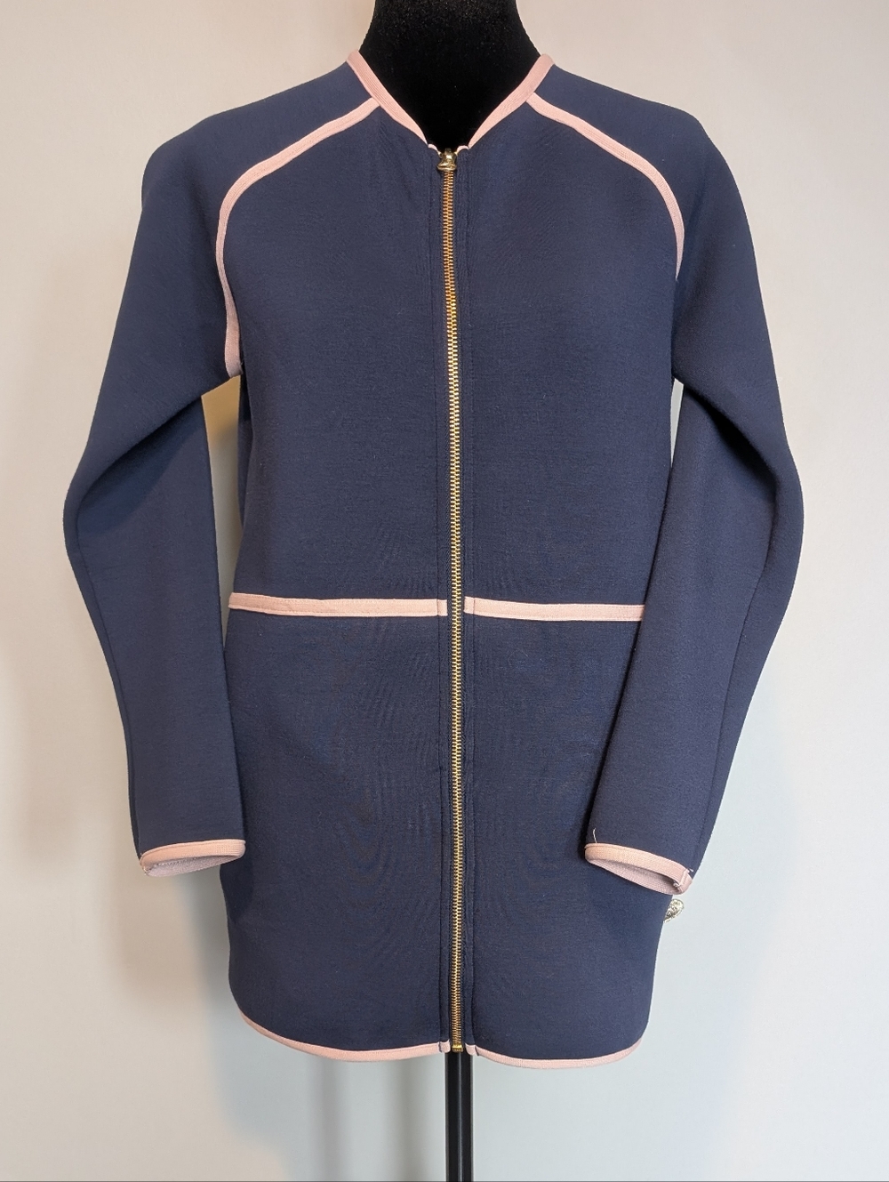 POMPdeLUX Navy Jacket with Pale Pink Trim